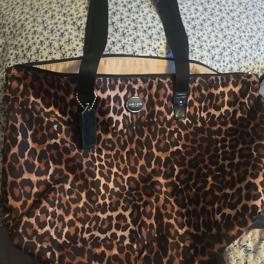 Coach Leopard Print Tote - Black and Brown